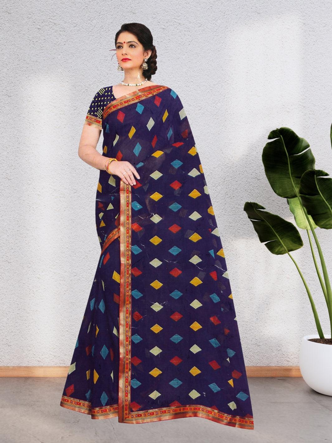 LATEST COLLECTION OF PURE CHIFFON FABRIC SAREE WITH BEAUTIFUL DESIGN WITH BLOUSE, 8 BEAUTIFUL COLORS