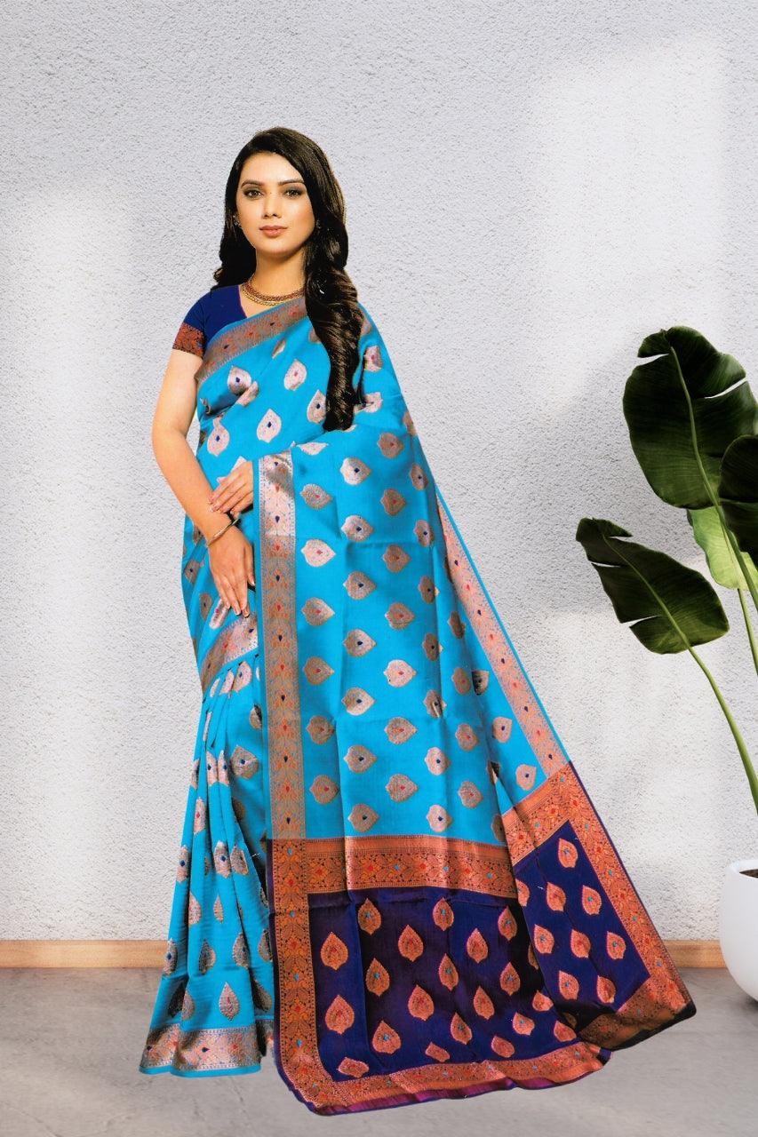 BEAUTIFUL PREMIUM SILK SAREE FOR WOMEN, BEAUTIFUL DESIGN, WITH BLOUSE, 8 BEAUTIFUL COLORS