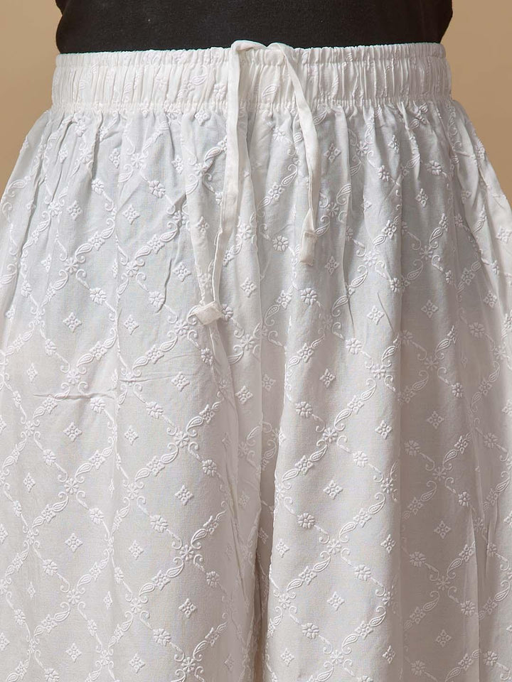LYRA'S WHITE CHICKENKARI PALAZZO WOMEN