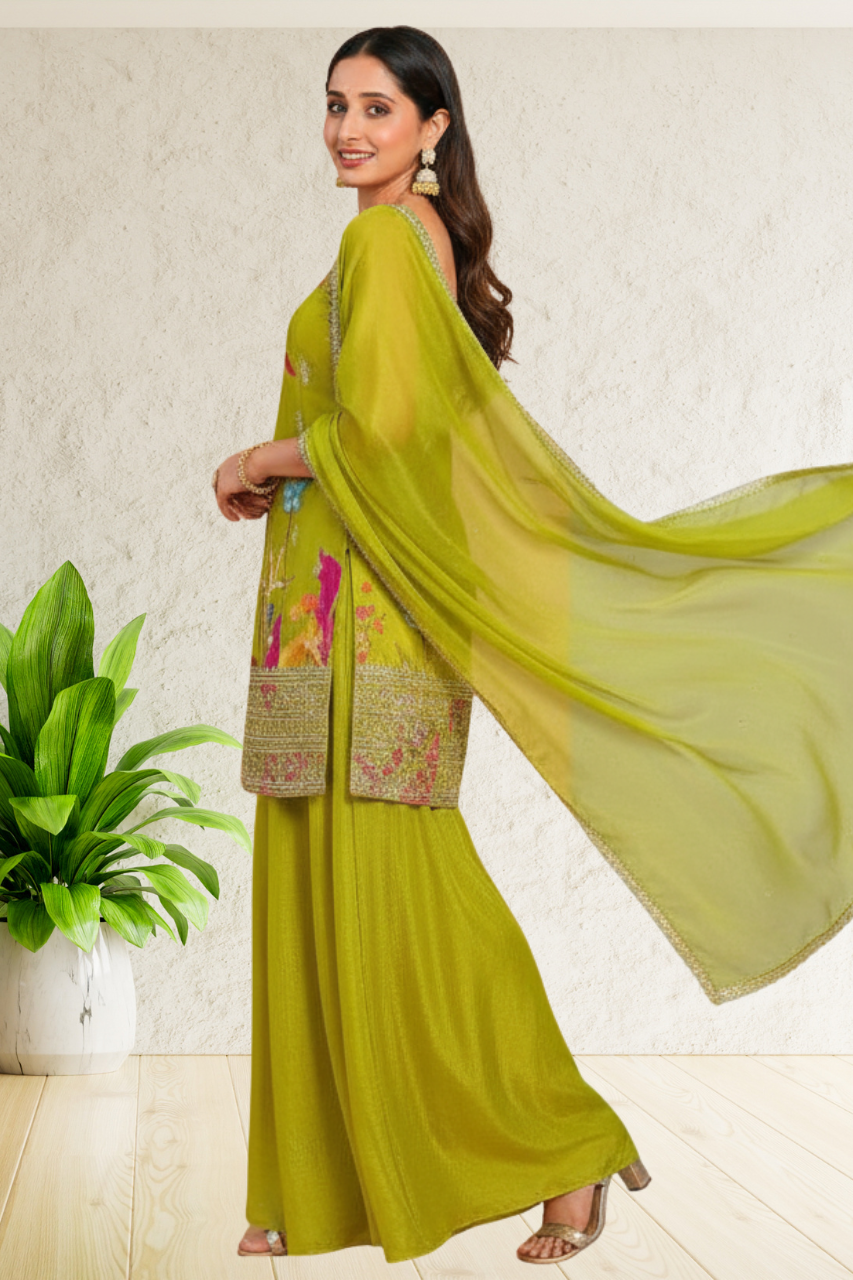 SLEEVLESS FESTIVE SHARARA DRESSES ,5 BEAUTIFUL COLORS,  {Sleeves Attached}