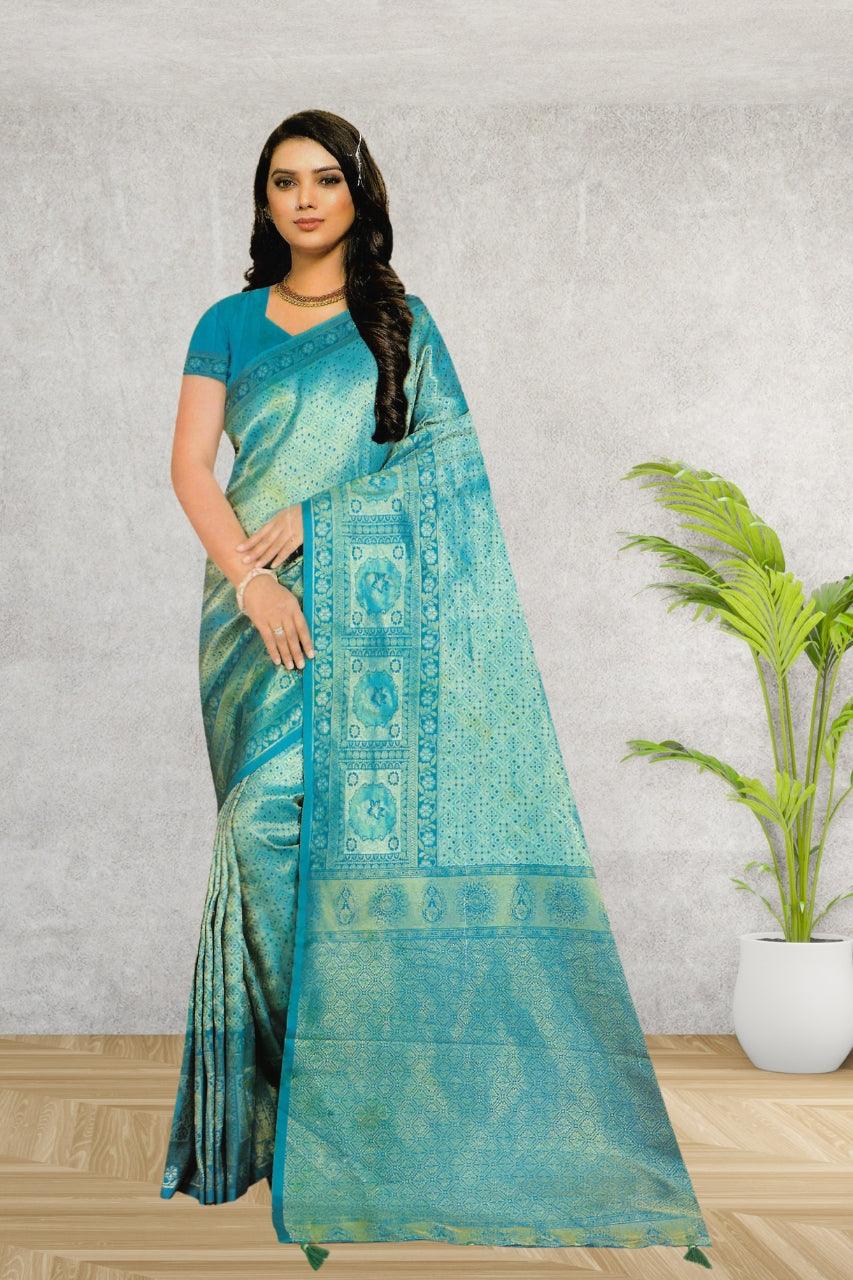 KANCHIPURAM SILK SAREE FOR FESTIVE AND PARTY OCCASIONS, 5 BEAUTIFUL COLORS