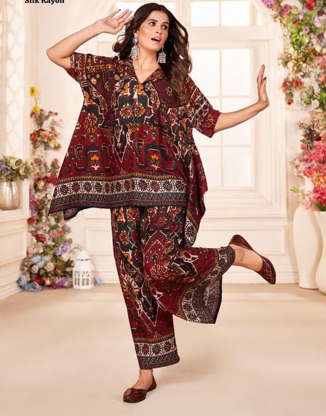 MULTICOLOR COTTON RRYON CO-ORD SET FOR WOMEN