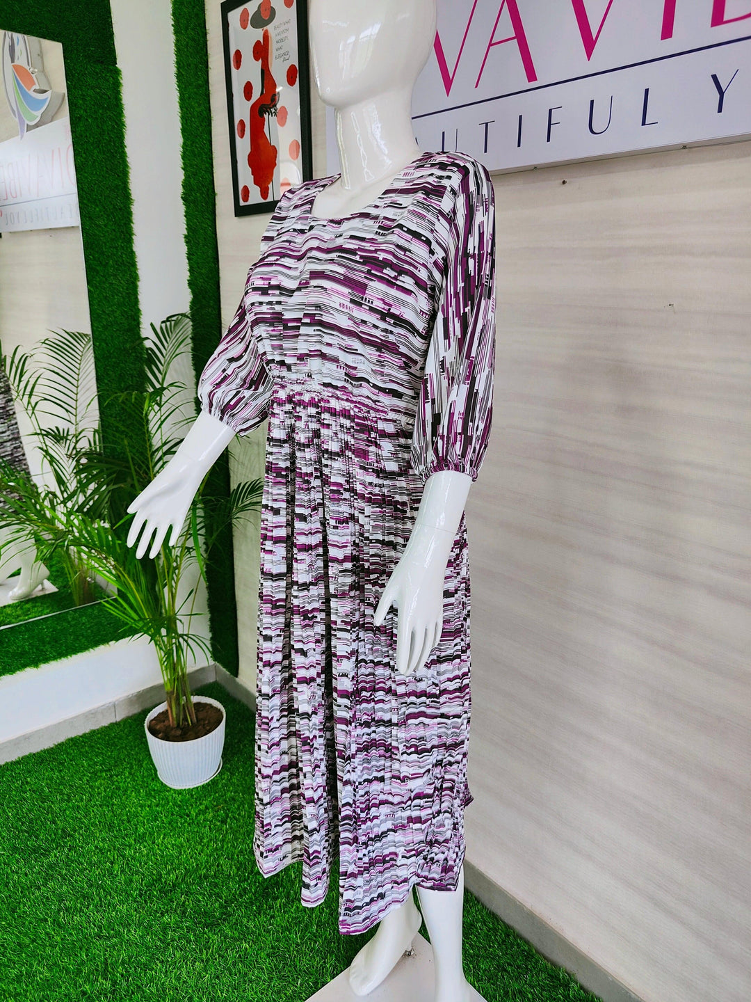 IMPORTED FABRIC POPCORN COTTON LINING DESIGN DRESS FOR WOMEN, 4 COLORS