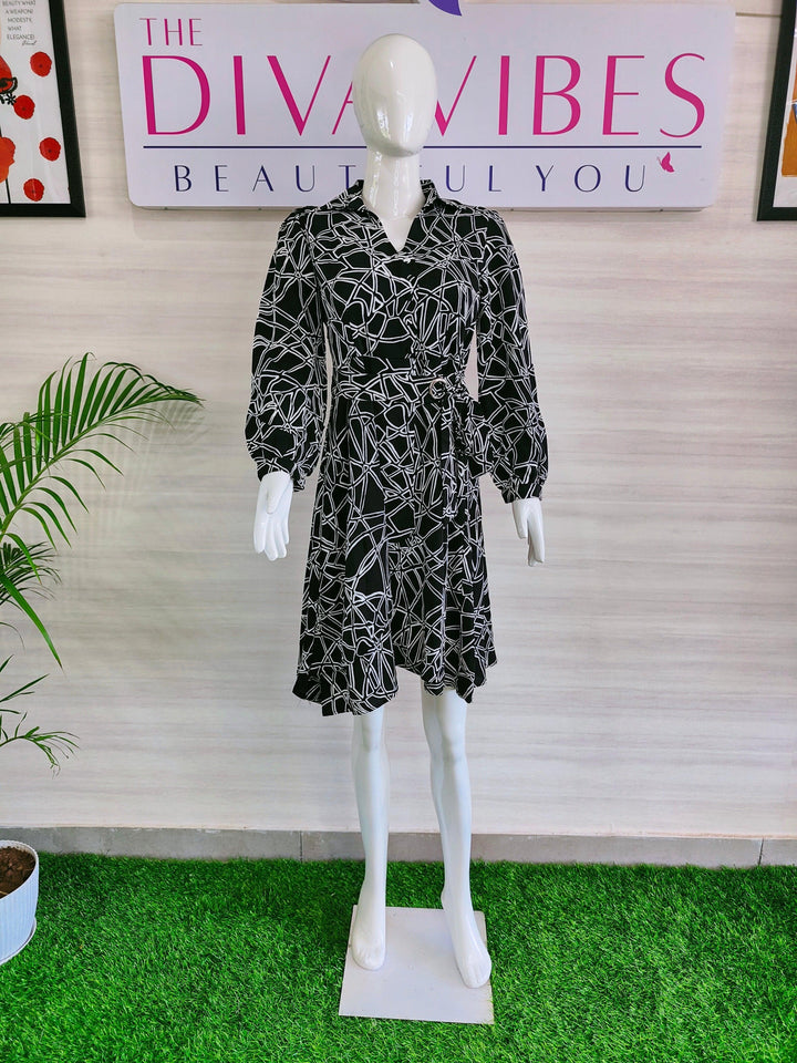 BLACK AND WHITE PRINTED IMPORTED FABRIC TUNICS FOR WOMEN
