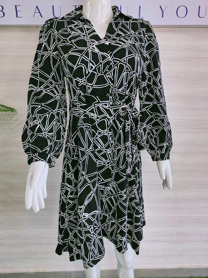 BLACK AND WHITE PRINTED IMPORTED FABRIC TUNICS FOR WOMEN