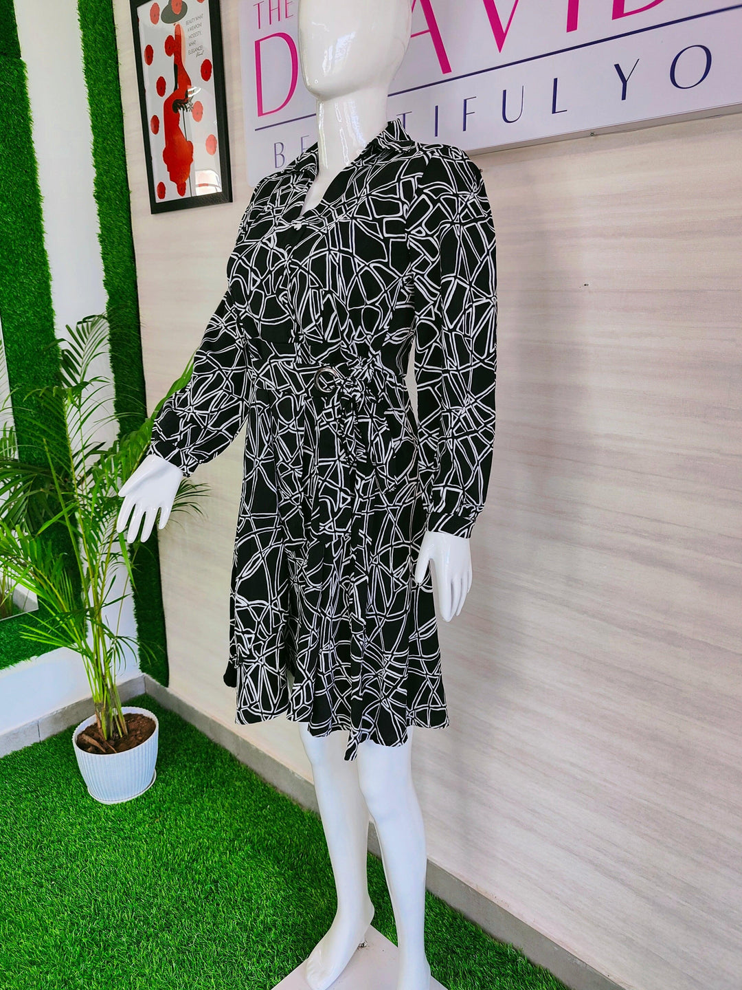 BLACK AND WHITE PRINTED IMPORTED FABRIC TUNICS FOR WOMEN