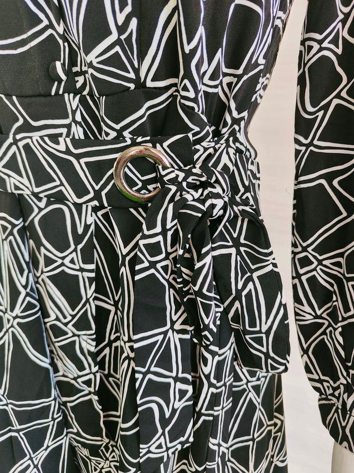 BLACK AND WHITE PRINTED IMPORTED FABRIC TUNICS FOR WOMEN
