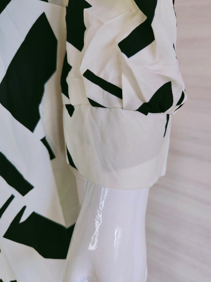 BLACK AND WHITE PRINTED IMPORTED FABRIC TUNICS FOR WOMEN
