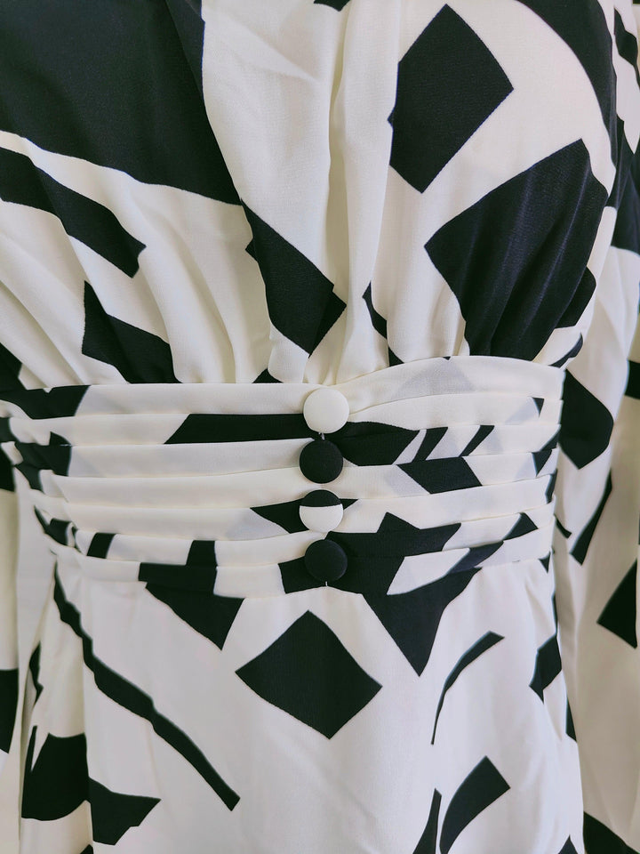 BLACK AND WHITE PRINTED IMPORTED FABRIC TUNICS FOR WOMEN