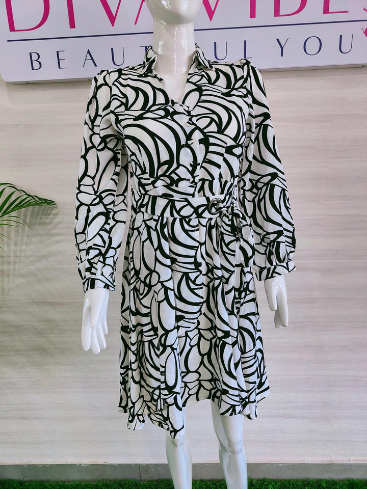 BLACK AND WHITE PRINTED IMPORTED FABRIC TUNICS FOR WOMEN