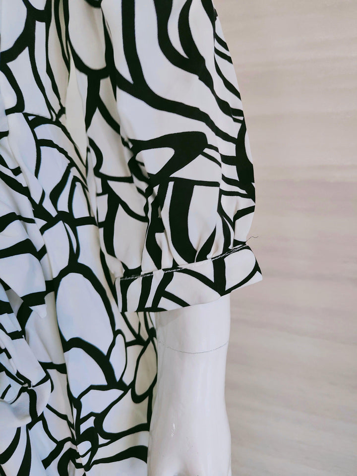 BLACK AND WHITE PRINTED IMPORTED FABRIC TUNICS FOR WOMEN