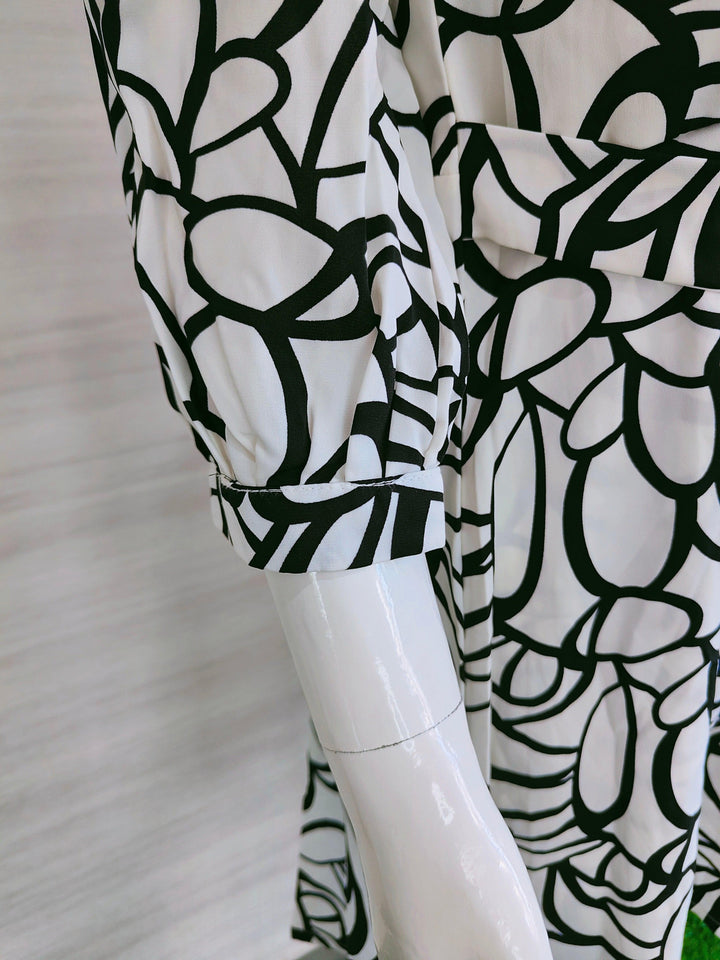 BLACK AND WHITE PRINTED IMPORTED FABRIC TUNICS FOR WOMEN