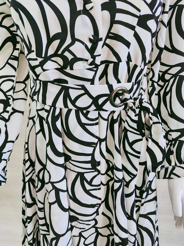 BLACK AND WHITE PRINTED IMPORTED FABRIC TUNICS FOR WOMEN