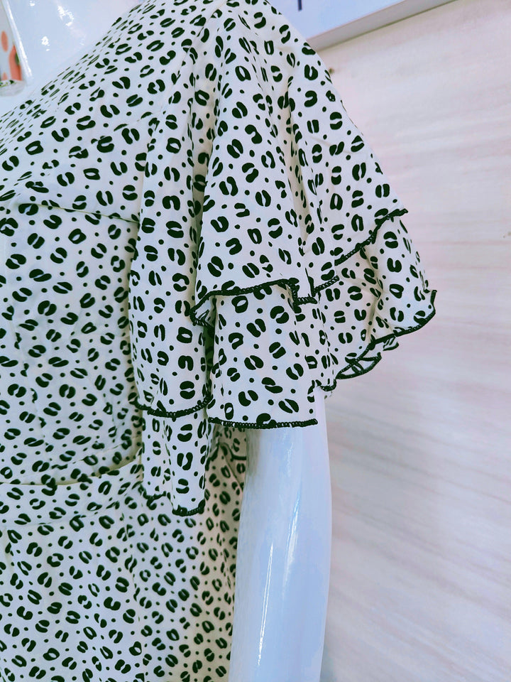 BLACK AND WHITE PRINTED IMPORTED FABRIC TUNIC DRESS FOR WOMEN  - FREE SIZE Fits M L XL 2XL