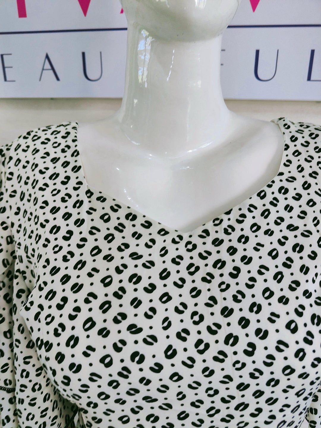 BLACK AND WHITE PRINTED IMPORTED FABRIC TUNIC DRESS FOR WOMEN  - FREE SIZE Fits M L XL 2XL