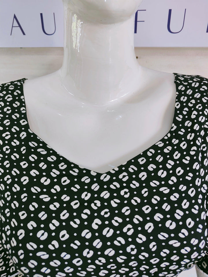 BLACK AND WHITE PRINTED IMPORTED FABRIC TUNIC DRESS FOR WOMEN  - FREE SIZE Fits M L XL 2XL
