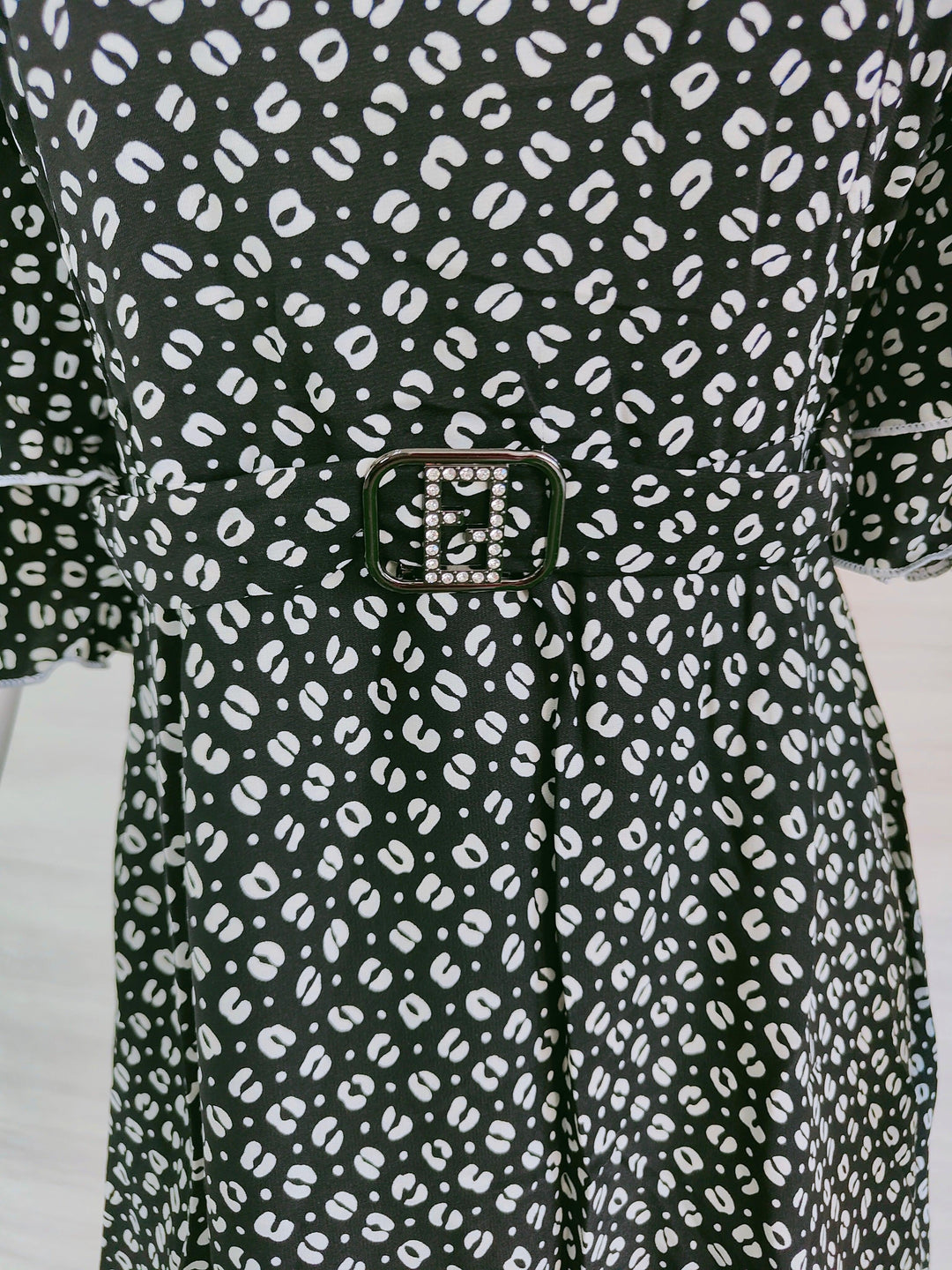 BLACK AND WHITE PRINTED IMPORTED FABRIC TUNIC DRESS FOR WOMEN  - FREE SIZE Fits M L XL 2XL
