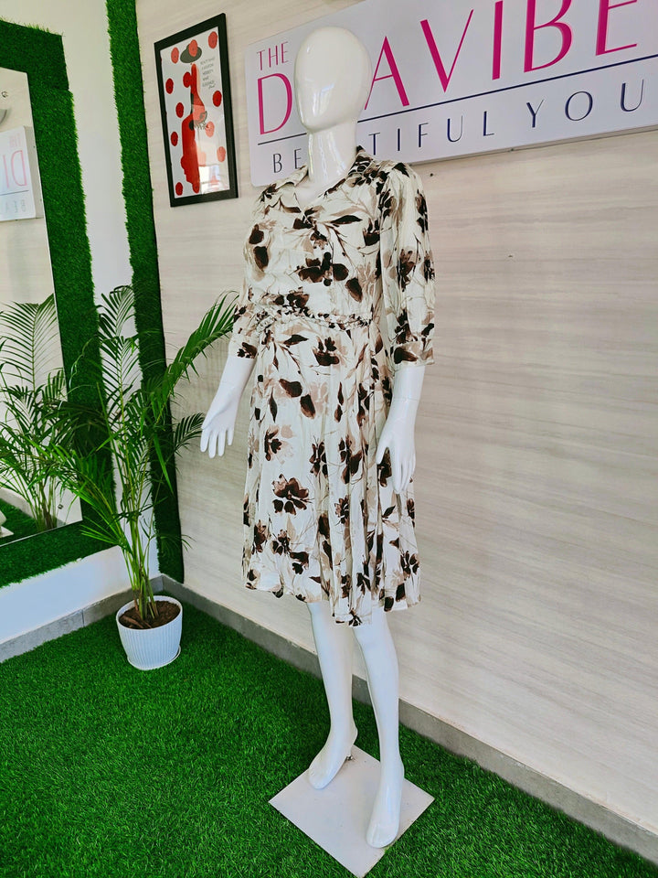 WHITE FLORAL IMPORTED FABBRIC BEAUTIFUL TUNIC DRESS FOR WOMEN, 3 COLORS