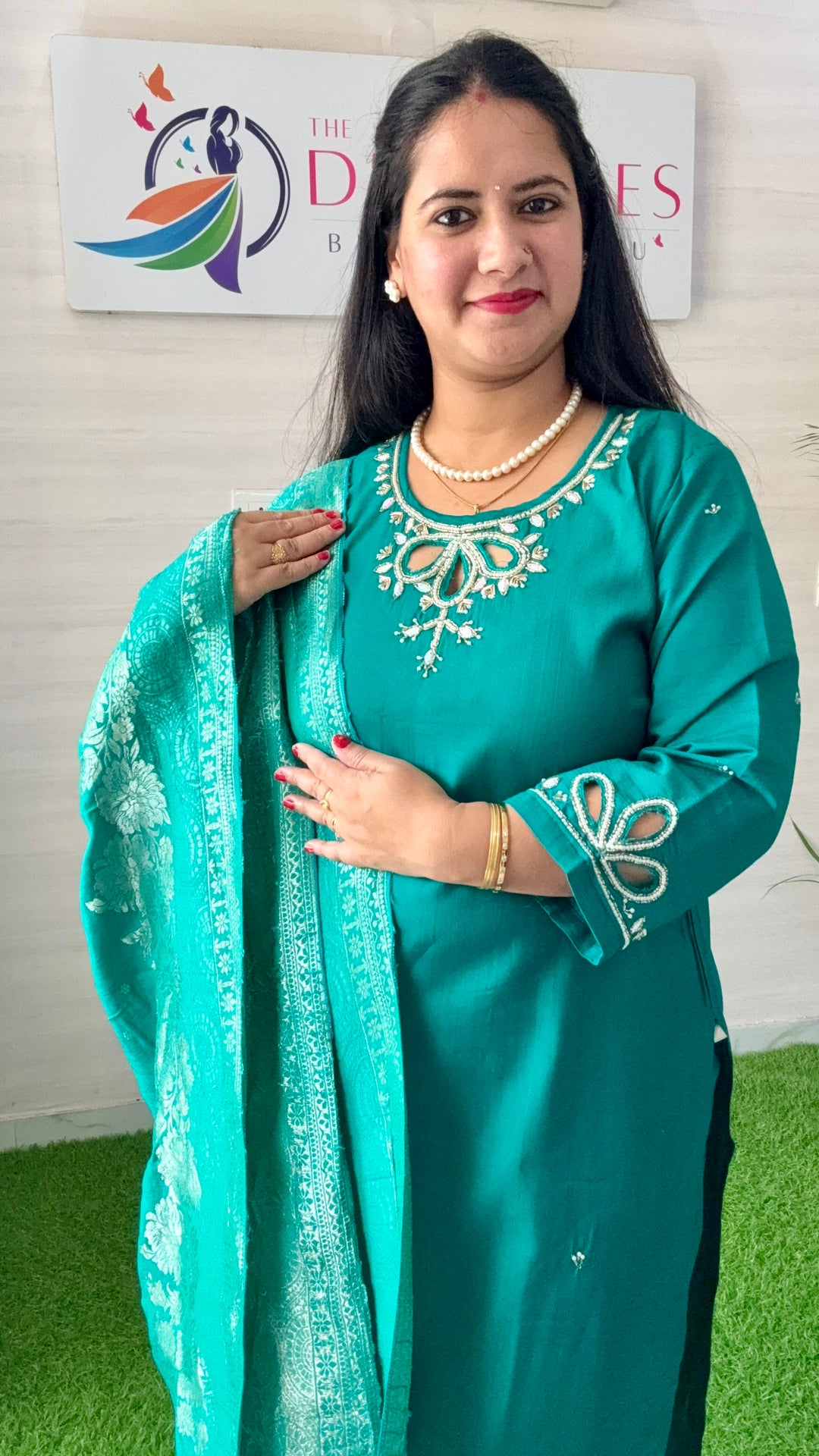 Elegant Teal Embroidered Kurta Set with Dupatta