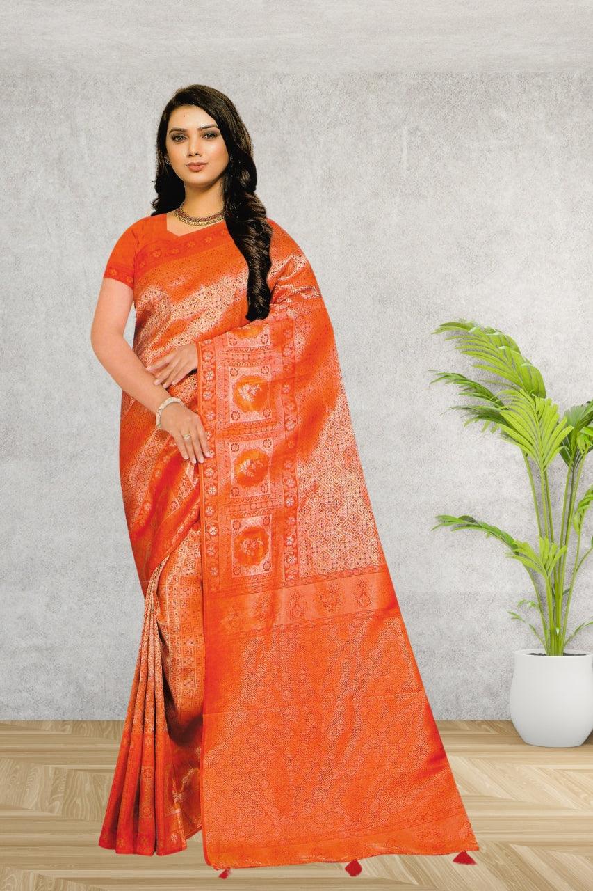 KANCHIPURAM SILK SAREE FOR FESTIVE AND PARTY OCCASIONS, 5 BEAUTIFUL COLORS
