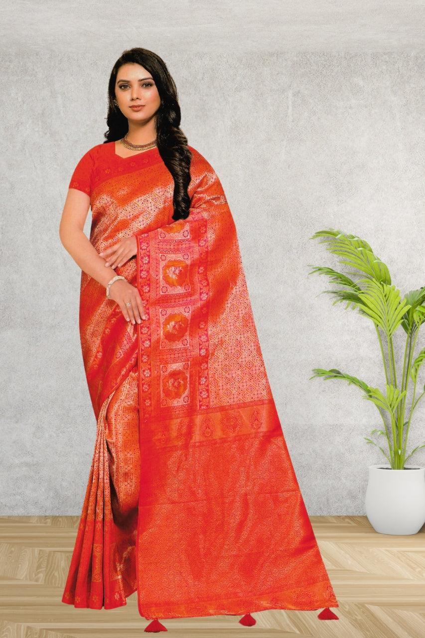 KANCHIPURAM SILK SAREE FOR FESTIVE AND PARTY OCCASIONS, 5 BEAUTIFUL COLORS