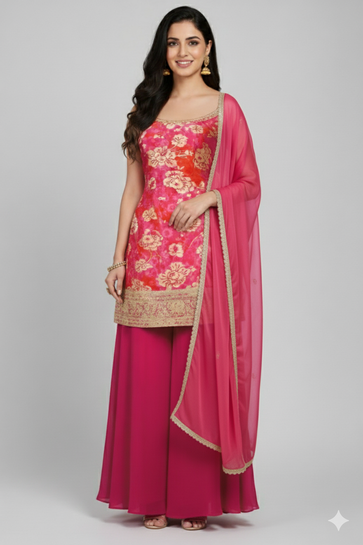SLEEVLESS FESTIVE SHARARA DRESSES ,5 BEAUTIFUL COLORS,  {Sleeves Attached}