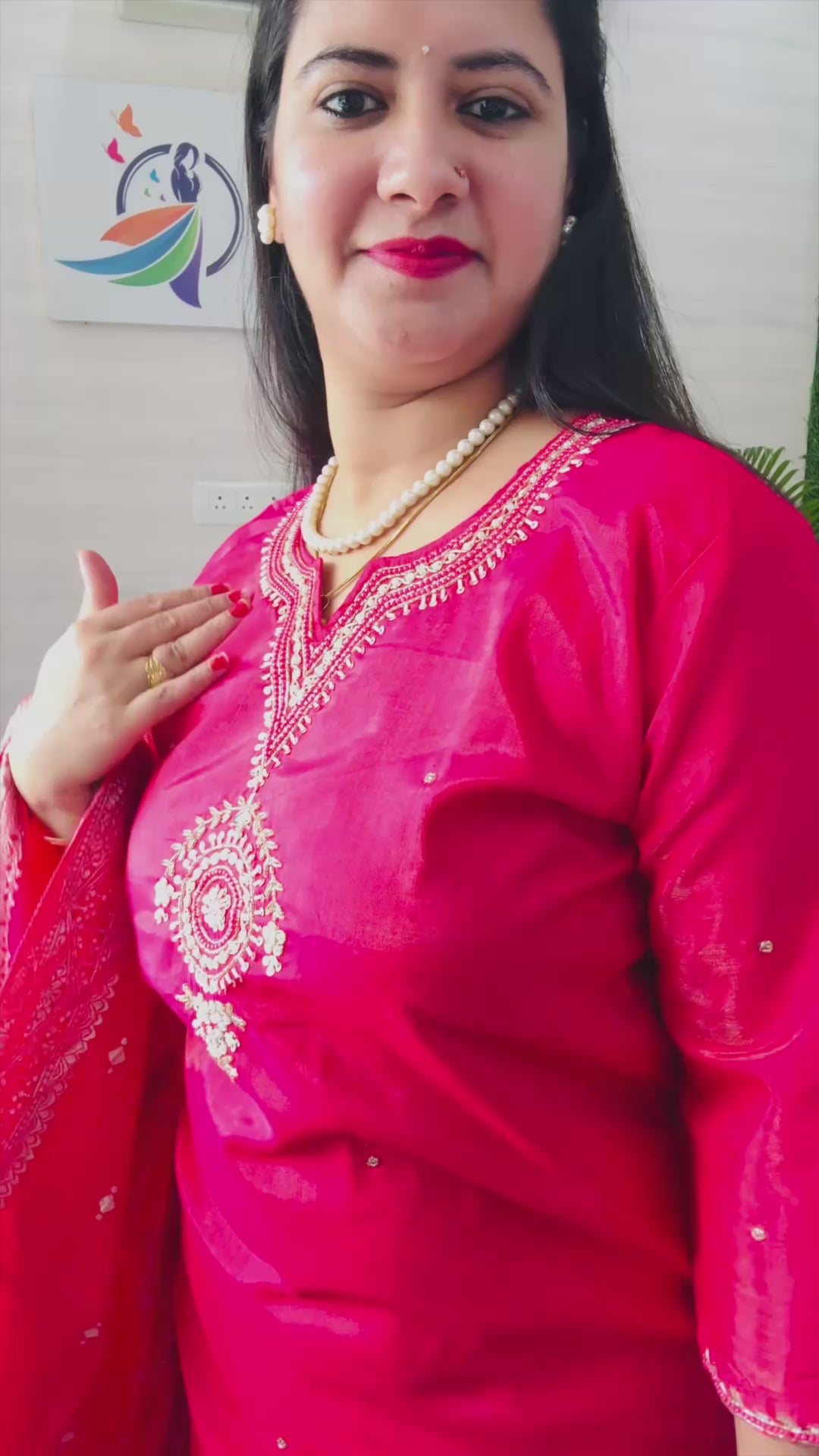 Magenta Majesty – Beautiful Roman Silk Shimmer Women Suit with Handwork & Jacquard Dupatta